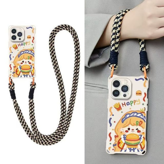 Case / Lanyard Strap Phone Set Girl Burger
