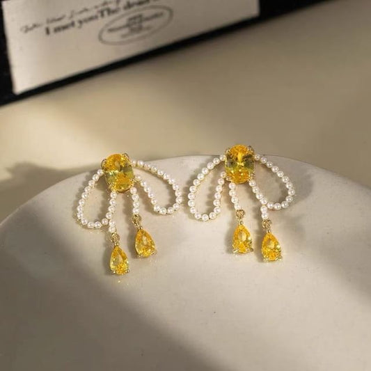 Beaded Earring Bow Stud