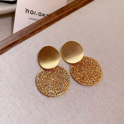 Earring Drop Disc Double