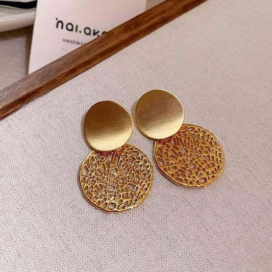 Earring Drop Disc Double