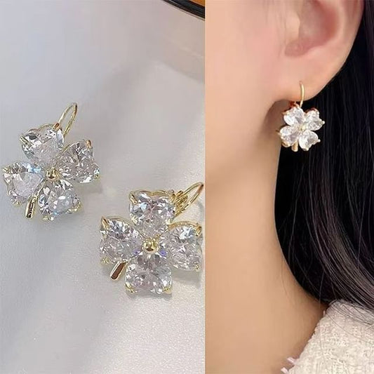 Cubic Clover Earring Zirconia Drop
