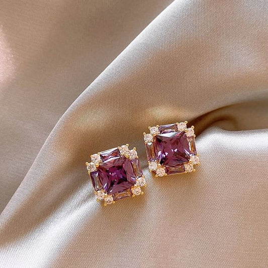 Earring Stud Gemstone Square