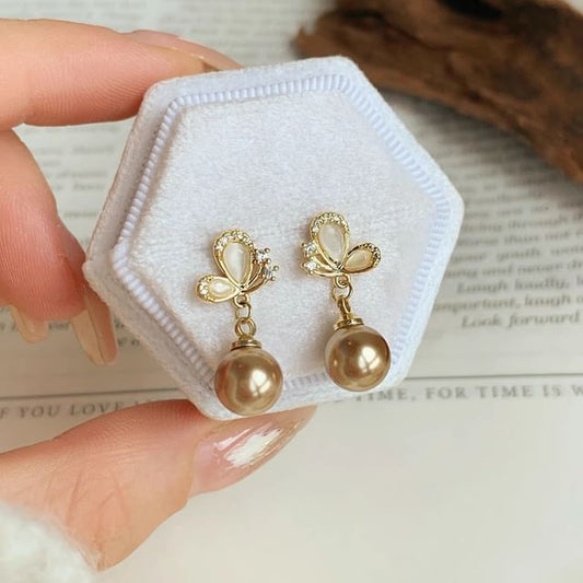 Earring Butterfly Dangle Beaded