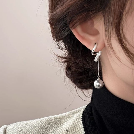 Dangle Earring Pearl Rhinestone Faux