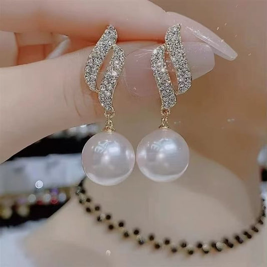 Faux Earring Pearl Rhinestone Stud