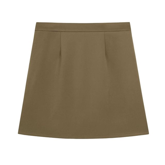 High Rise Plain Mini A-Line Skirt