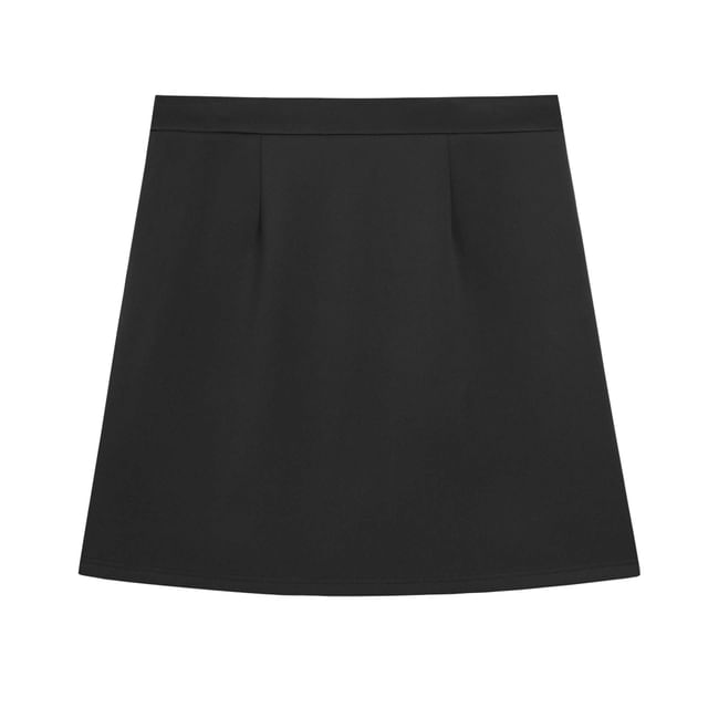 High Rise Plain Mini A-Line Skirt