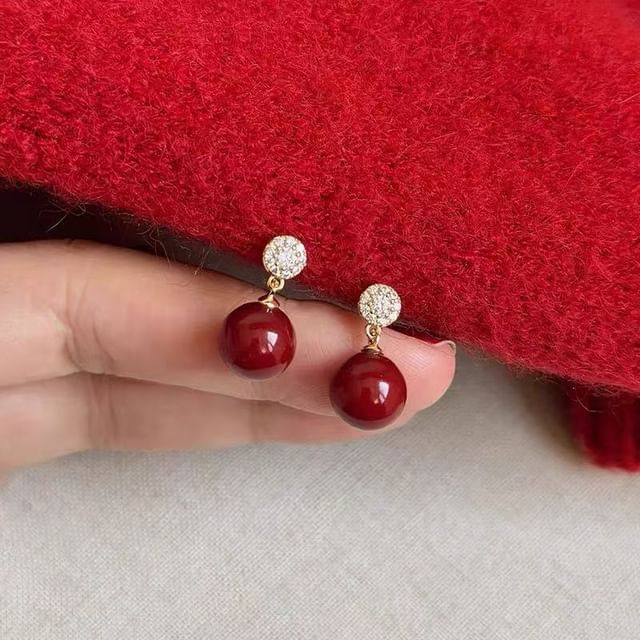 Drop Bead Earring Rhinestone Alloy