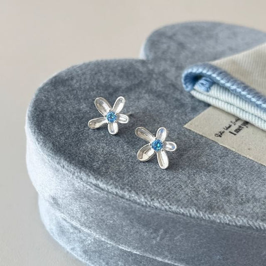 Stud Earring Alloy Rhinestone Floral