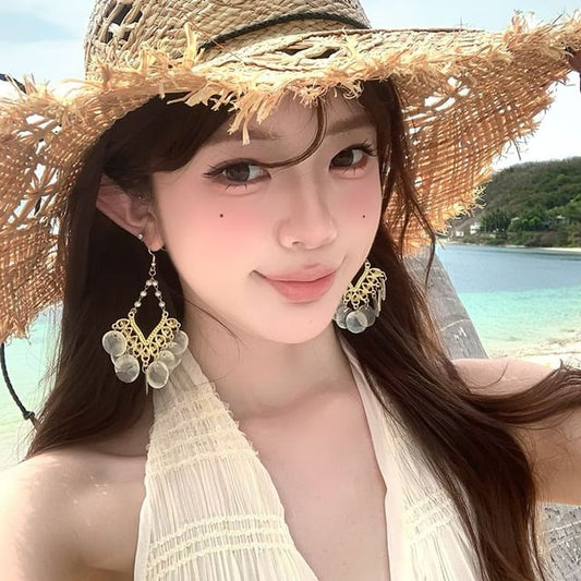 Earring Alloy Chandelier Disc Shell