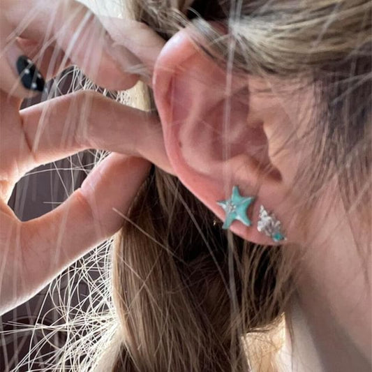 Alloy Earring Starfish Asymmetrical Stud