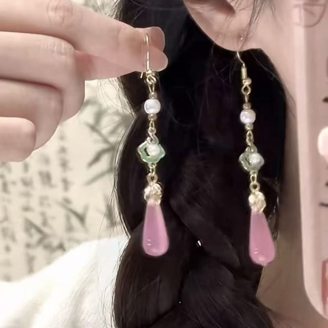 Pearl Faux Earring Alloy Gemstone Dangle