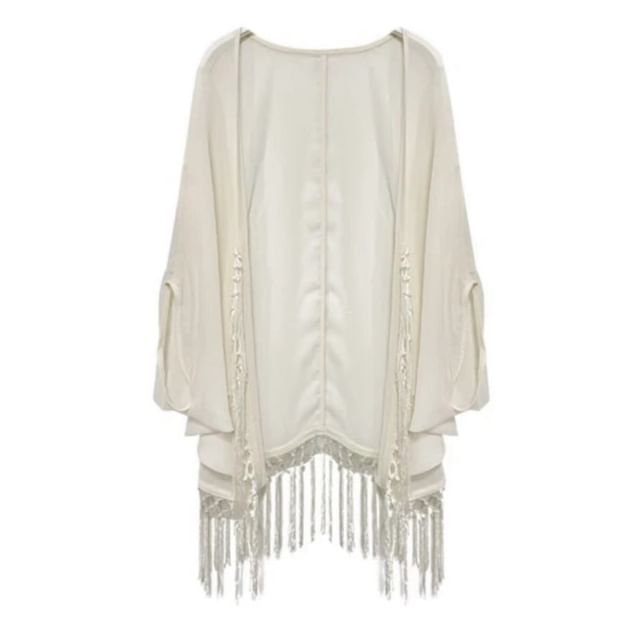 Sleeveless Tasseled Plain Top / High Waist Maxi A-Line Skirt / Jacket / Set