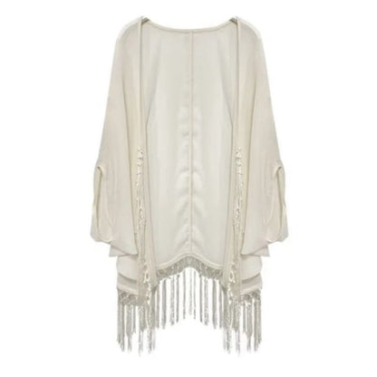 Sleeveless Tasseled Plain Top / High Waist Maxi A-Line Skirt / Jacket / Set