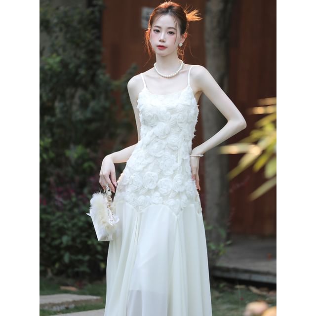 Spaghetti Strap Lace Maxi Dress / Plain Cardigan / Set