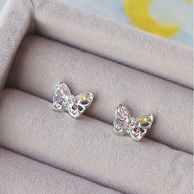Sterling CZ Butterfly Earring Stud 925 Silver