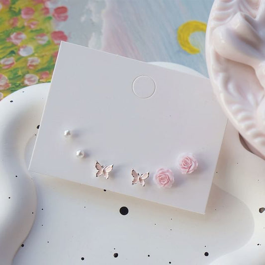 925 Silver Earring 6: Set Sterling Stud of