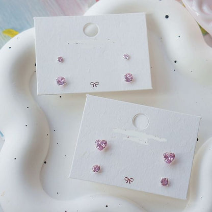 of Stud Sterling 4: Set 925 Silver Earring CZ