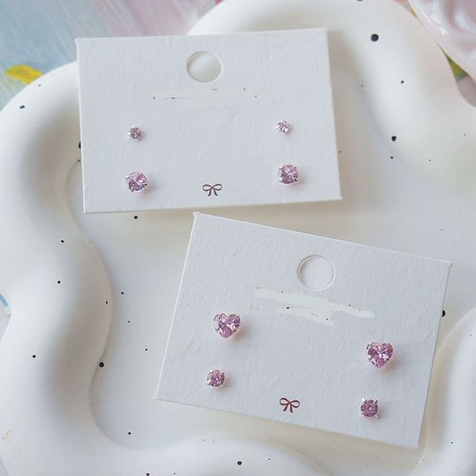 of Stud Sterling 4: Set 925 Silver Earring CZ