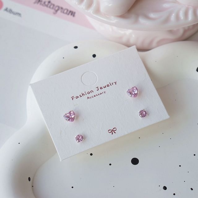 of Stud Sterling 4: Set 925 Silver Earring CZ