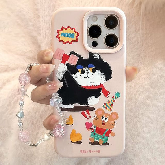 Strap Phone / Cartoon Bead Case Set Print
