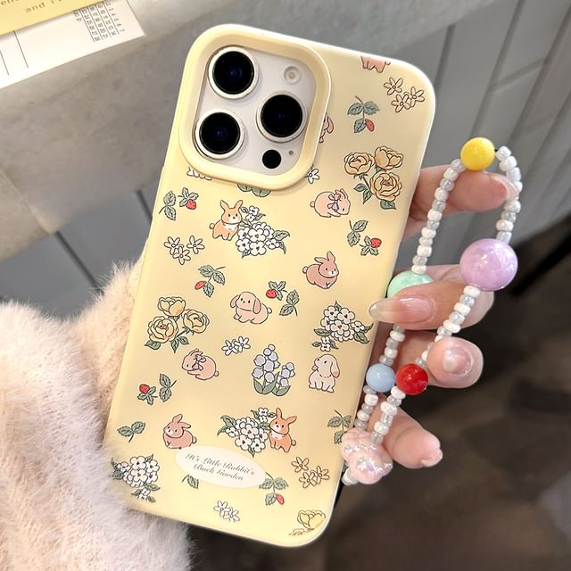 Bead Case Phone Rabbit Set / Strap Print