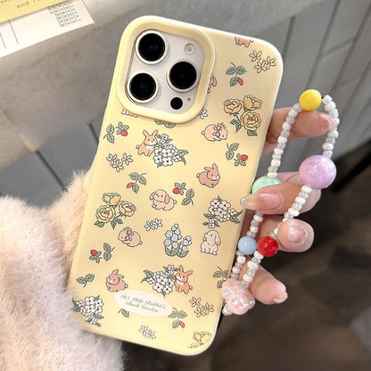 Bead Case Phone Rabbit Set / Strap Print