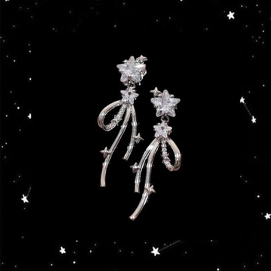 Earring Rhinestone Bow Alloy Star Drop