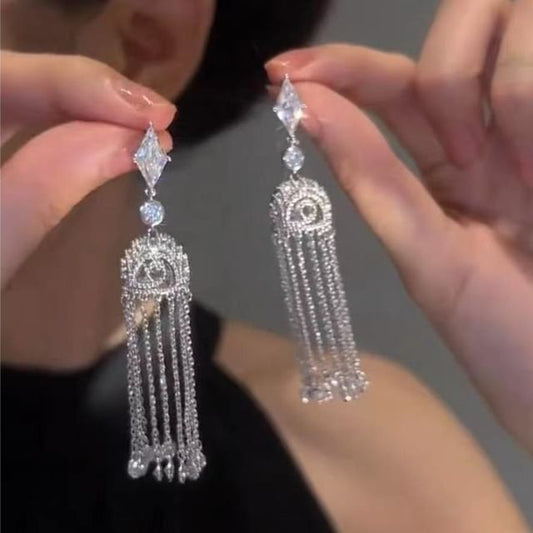Alloy Rhinestone Earring Fringed