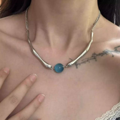 Choker Cat Stone Alloy Faux Eye Bead