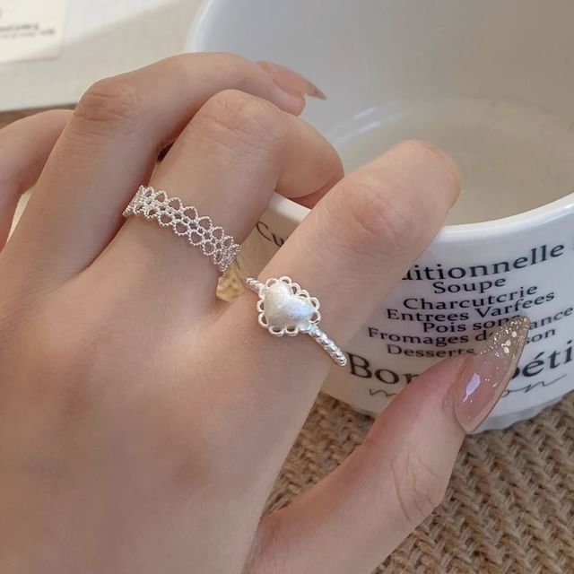 of Open Alloy Cutout 2: + Heart Set Ring