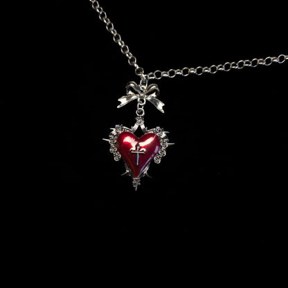 Cross Heart Necklace Alloy Pendant