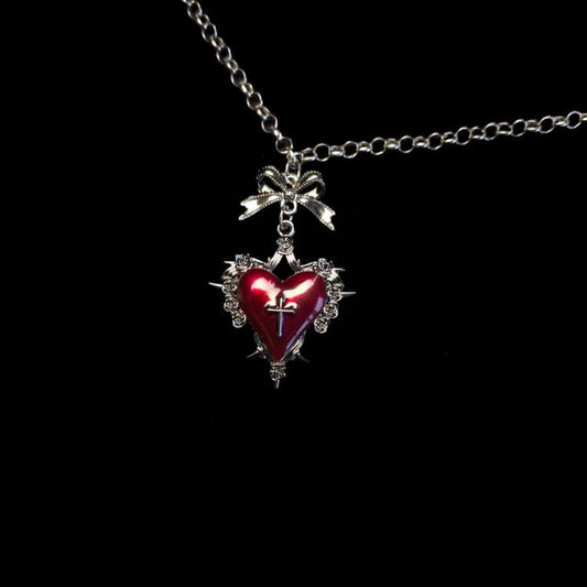 Cross Heart Necklace Alloy Pendant