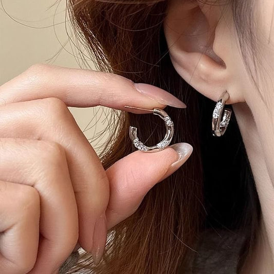 Alloy Open Earring Hoop Rhinestone