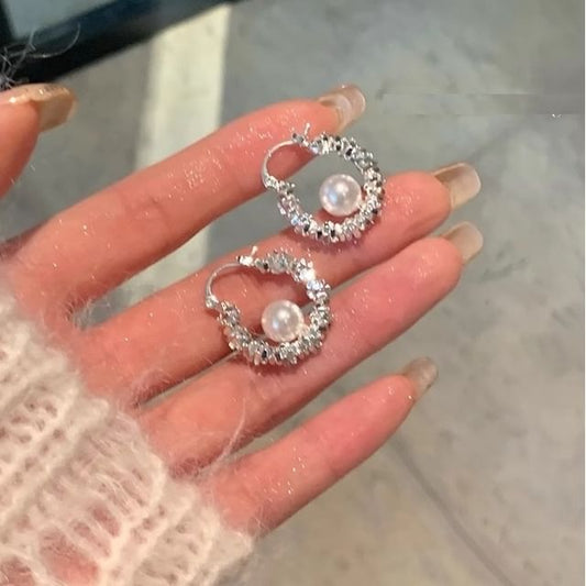 Hoop Pearl Earring Beaded Faux