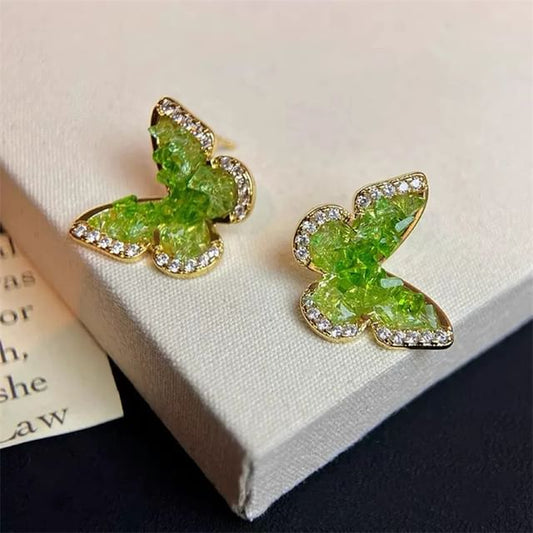 Earring Butterfly Stud Rhinestone
