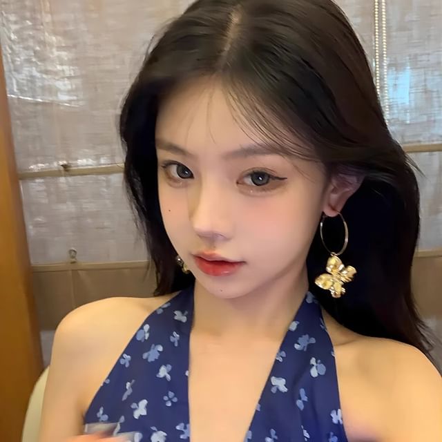 Flower Earring Drop Hoop