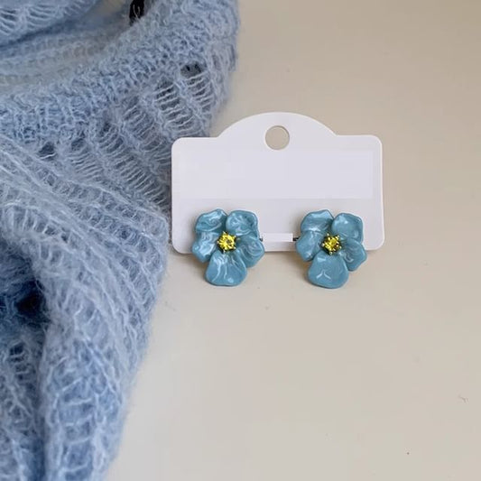 Stud Rhinestone Flower Enamel Earring