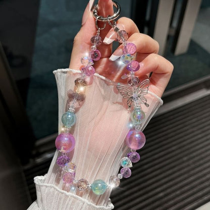 Beaded Phone Butterfly Crystal Faux Strap Wrist