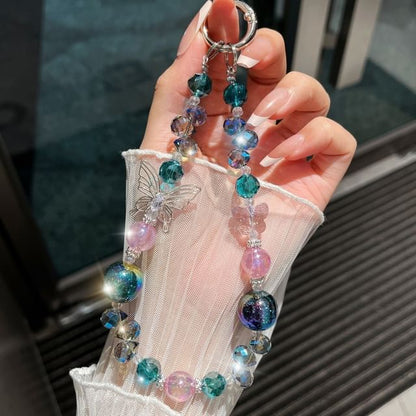 Beaded Phone Butterfly Crystal Faux Strap Wrist