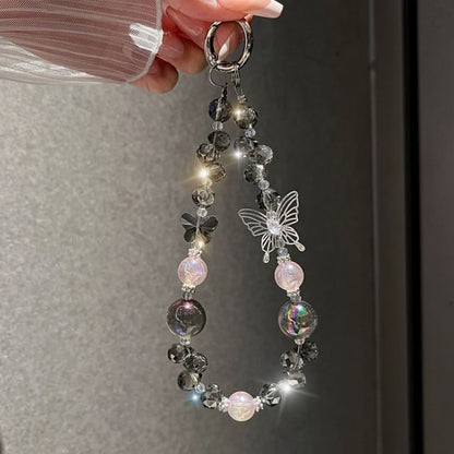 Beaded Phone Butterfly Crystal Faux Strap Wrist