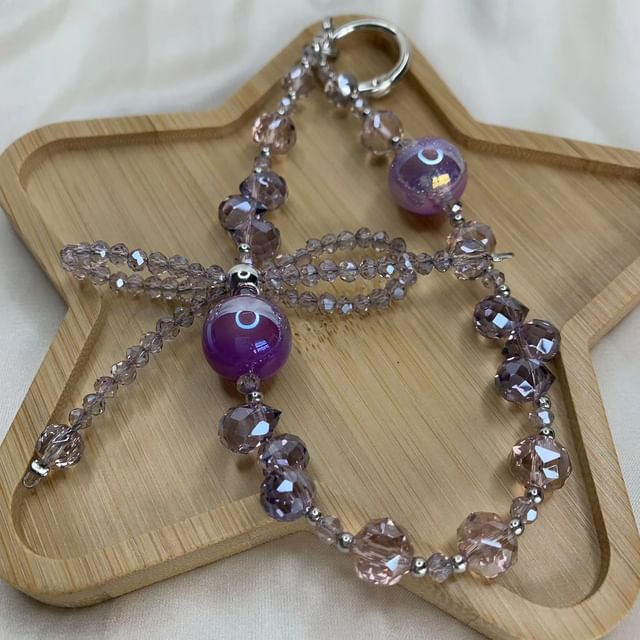 Faux Wrist Beaded Strap Crystal Bow Phone