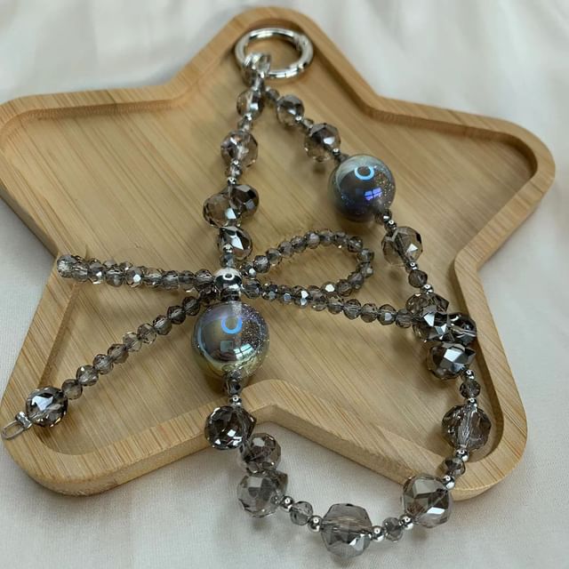 Faux Wrist Beaded Strap Crystal Bow Phone