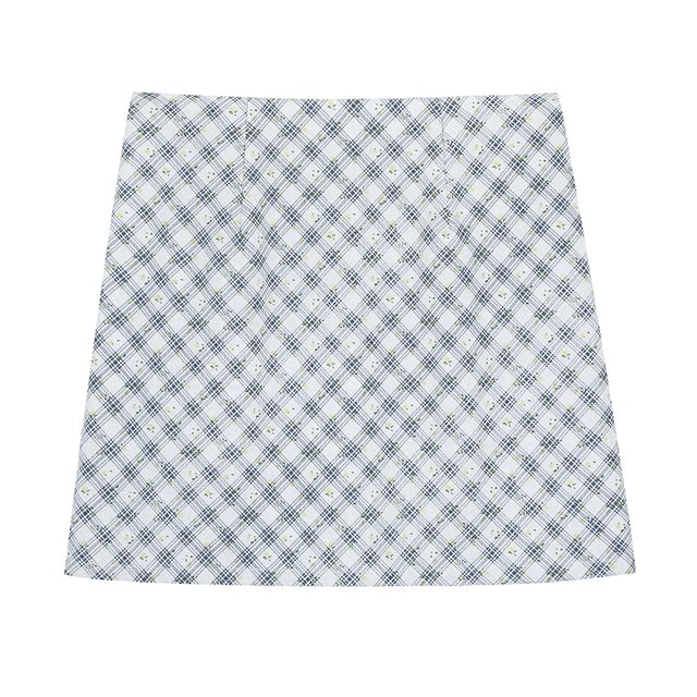 High Waist Plaid Mini A-Line Skirt