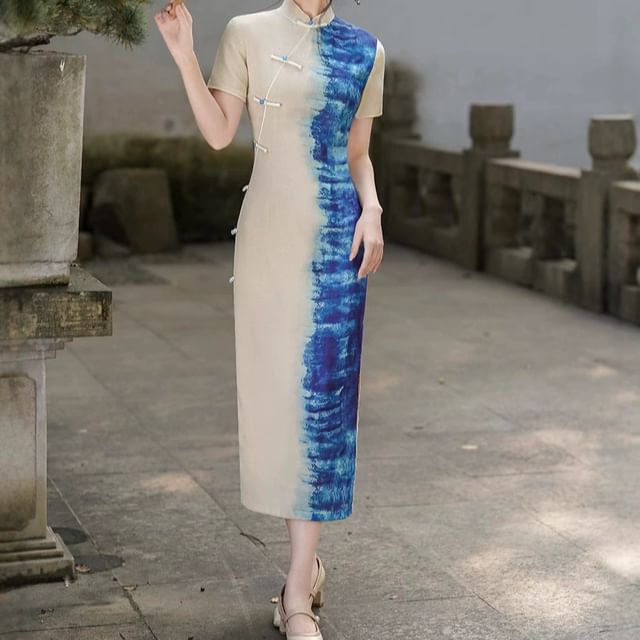 Tie-Dye Maxi Sheath Qipao (Various Designs)