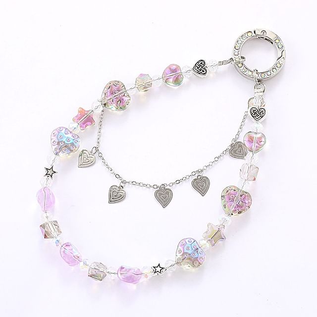 Faux Heart Strap Phone Crystal