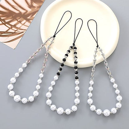 Faux Pearl Rhinestone Strap Phone