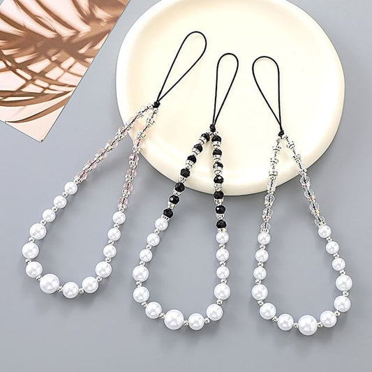 Faux Pearl Rhinestone Strap Phone