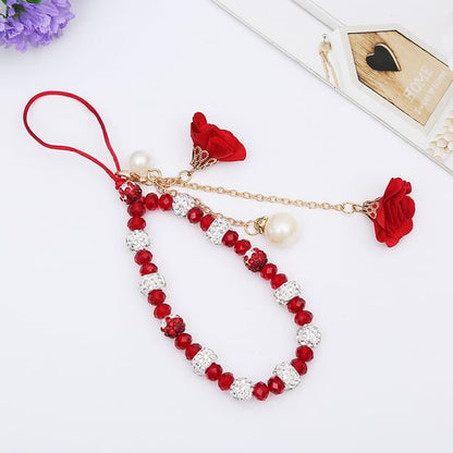 Faux Crystal Floral Strap Phone