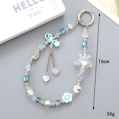 Faux Phone Strap Bear Crystal Floral / Cartoon
